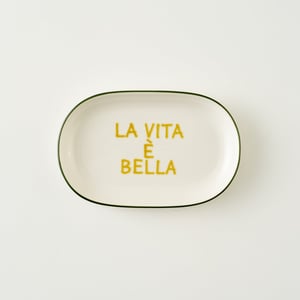 Line Oval Porcelain Serving Platter - Green