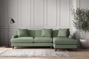 nkuku Deni Large Right Hand Chaise Sofa | Make To Order | Brera Linen Jade | No Colour