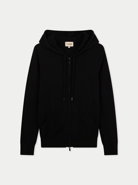 Woman Zipper Hoodie with Smiley Pocket - XL / Black / WK1073-1481