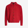 Retro Cable Knit Button-Up Collared Cardigan Sweater - Red / M