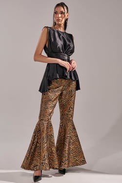 AKIRA Get In Motion Brocade Flare Trouser Pants | Size 1X