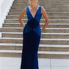 Subtle Splendor Satin Maxi Dress Blue