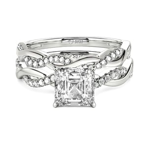 Jeulia Twist Asscher Cut Sterling Silver Ring Set