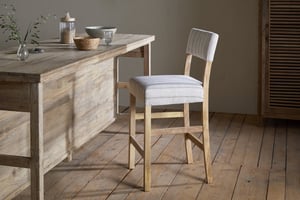nkuku Nidhi Linen Upholstered Counter Dining Chair | Seating | One Size | Natural