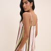 Multi-Coloured Striped Longline Linen-Blend Cami Top