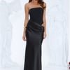 Elevated Simplicity Strapless Satin Maxi Dress Black