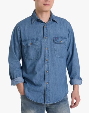 Men's Regular Fit Denim Button-Up Shirt