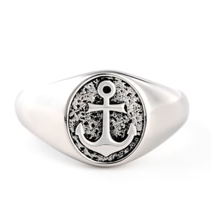 Jeulia "Navy Anchor" Sterling Silver Men's Ring