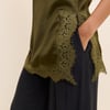 Khaki Lace Trim Satin Cami Top
