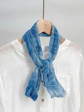 100% Linen Hand-Tie-Dyed Scarf - Dyed Azure / One Size
