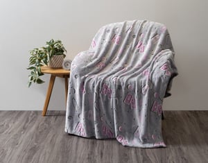 QE Home Glow in the Dark Fleece Throw in Hocus Pocus, Seasonal, Grey