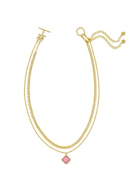 Mallory Rose Gold Multi Strand Necklace Blush Ivory Mother Of Pearl