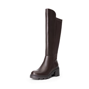 DREAM PAIRS Vegan Leather Chunky Stretch Knee High Boots