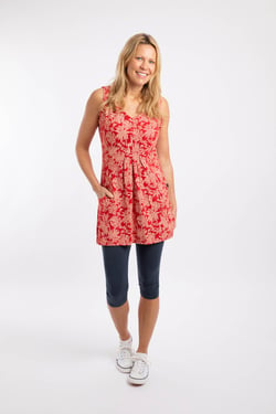 Weird Fish Indus Printed Jersey Tunic Tomato Red Size 8