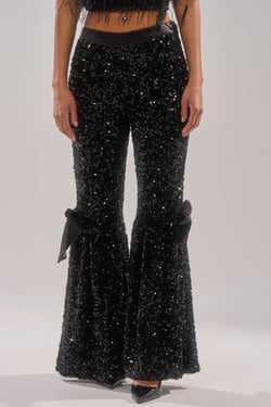AKIRA Selena Sparkling Wide Leg Pants | Black | Size 1X