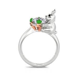 Jeulia Hug Me "Rabbit Loves Carrots" Bunny Round Cut Sterling Silver Ring