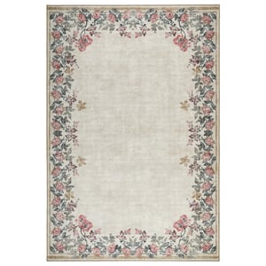 Botanical Border Eco-Washable Rug - 185x275cm