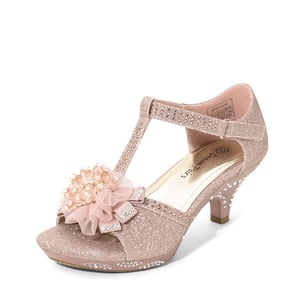 DREAM PAIRS Girls Low Heel Glitter Pump Sandals