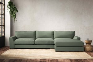 nkuku Guddu Large Right Hand Chaise Sofa | Make To Order | Brera Linen Jade | No Colour