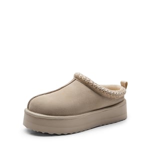 DREAM PAIRS Women   s Suede Wide Toe Platform Slip On Slippers