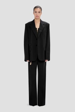 Victoria Beckham Step Collar Tailored Jacket In Black - Size 14 UK
