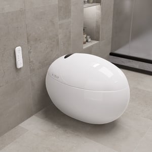 Egg-Shaped Elongated One-Piece Smart Toilet 1.28 GPF Freestanding with High Version Modern Smart Toilet