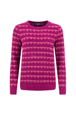 Weird Fish Tyla Cosy Knit Scalloped Jumper Purple Wine Size 8