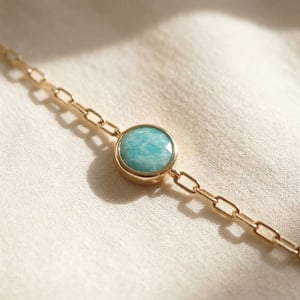 18ct Gold Plated Round Amazonite Bracelet