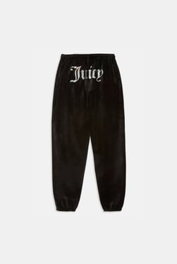 BLACK DIAMANTÉ VELOUR CUFFED BOTTOMS - XXL / Black