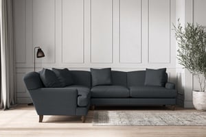nkuku Deni Left Hand Corner Sofa | Make To Order | Super Grand | Recycled Cotton Thunder