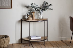 nkuku Aasha Mango Wood Half Moon Console Table | Tables | One Size | Natural