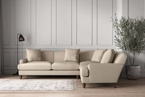 nkuku Deni Right Hand Corner Sofa | Make To Order | Super Grand | Recycled Cotton Stone