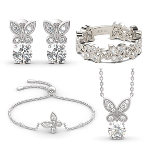 Jeulia Butterfly Round Cut Sterling Silver Jewelry Set