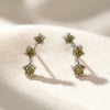 Peridot August Birthstone Climber Silver Stud Earrings
