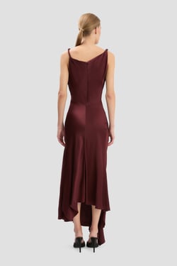 Victoria Beckham Posy Midi Dress in Burgundy - 16 - Womens
