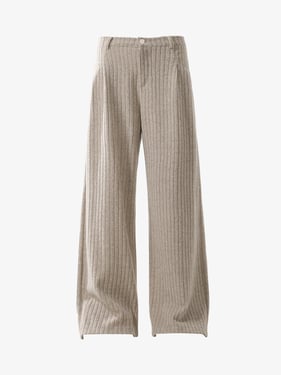 Retro Wool Blend Pleated Baggy Trousers - Off-White / 2XL