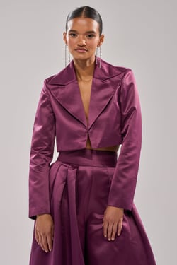 AKIRA On And On Cropped Satin Blazer | Size XL