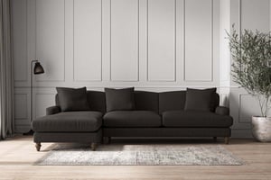 nkuku Deni Left Hand Chaise Sofa | Make To Order | Grand | Brera Linen Espresso