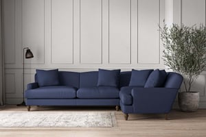 nkuku Deni Right Hand Corner Sofa | Make To Order | Grand | Recycled Cotton Navy