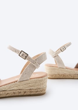 Farella Premium Fabrics Canvas Espadrille Sandal Wedges