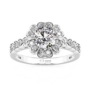 Jeulia Petal Design Heart Halo Engagement Ring
