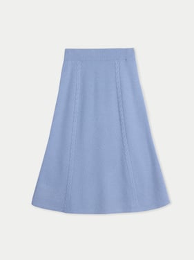 A-Line Cashmere Knitted Skirt - L / dusty blue / WK1026-1897