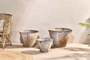 nkuku Abari Tapered Planter | Vases & Planters | Medium | Aged Zinc