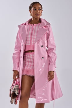 AKIRA Mitica Patent Trench In Bubblegum | Pink | Size XL