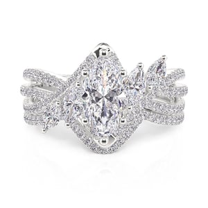 Jeulia Marquise Wedding Ring Set Twist Design 2PCS Sterling Silver
