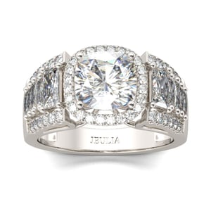 Jeulia Halo Cushion Cut Sterling Silver Ring