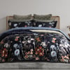 QE Home Sarita Duvet Cover, Cotton, Floral, Black, Queen