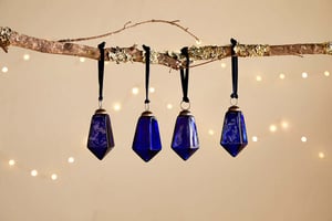 nkuku Ratnam Baubles Set Of 4 | Christmas Decorations | Indigo