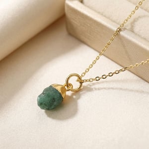 Raw Birthstone Charm Necklaces In Gold Or Silver - Dec - Turquoise / Silver