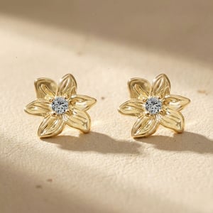 Aquamarine March Birthstone Daffodil Birthflower Gold Plated Stud Earrings